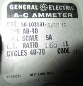 GE 800Amp Meter AB-40 Model 50-103131LSSN2 np