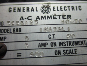GE Amp Meter Model 8AB 18A7ALI np