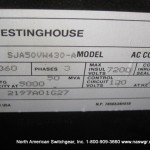 Westinghouse SJA50VW430-A Vacuum AC Contactor