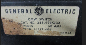 GE QMW 343L695KJG2 60A NP